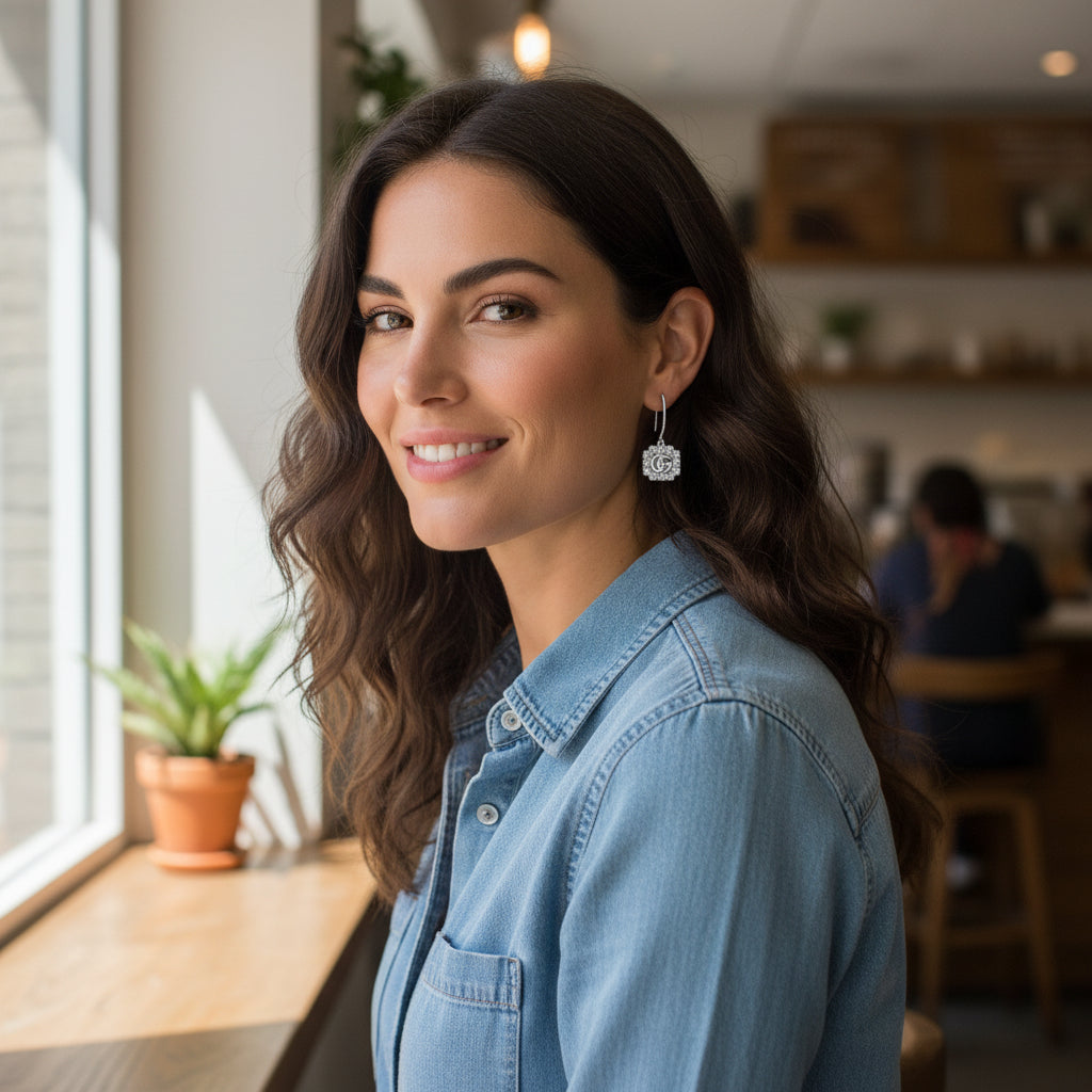 Crystal Frame GG Marquise Hook Earrings