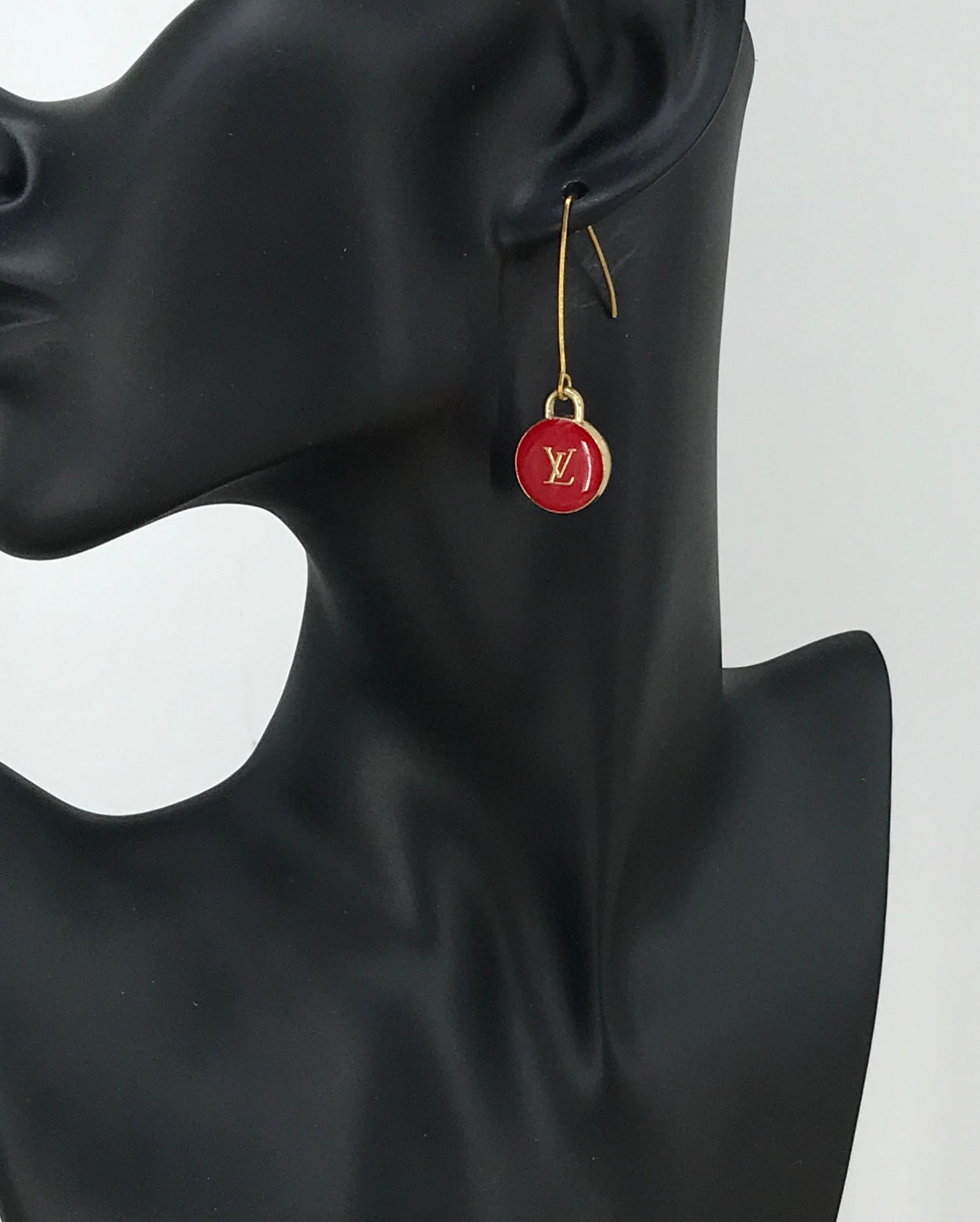 Red Signature Charm Marquise Hook Earrings