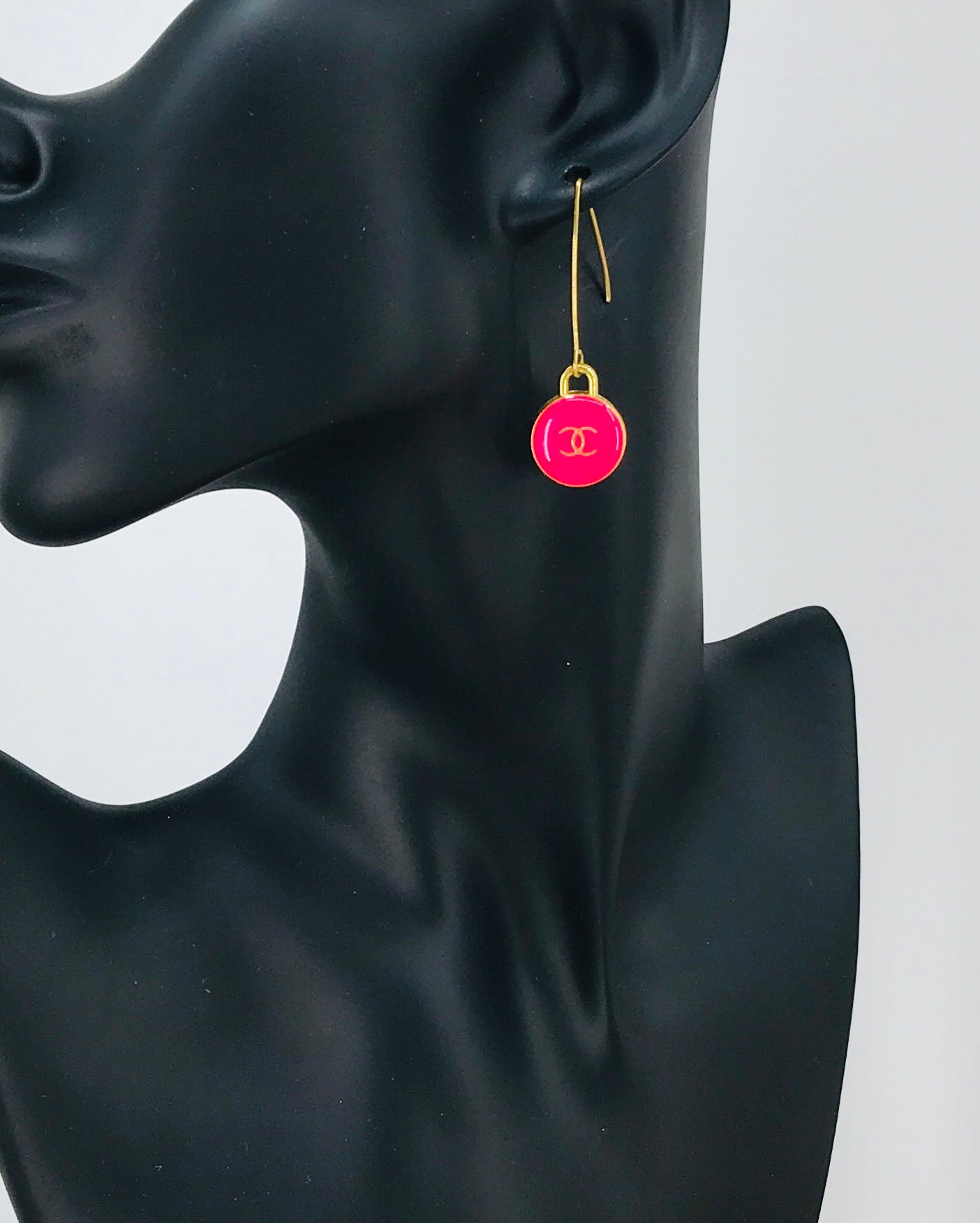Hot Pink Signature Charm Marquise Hook Earrings