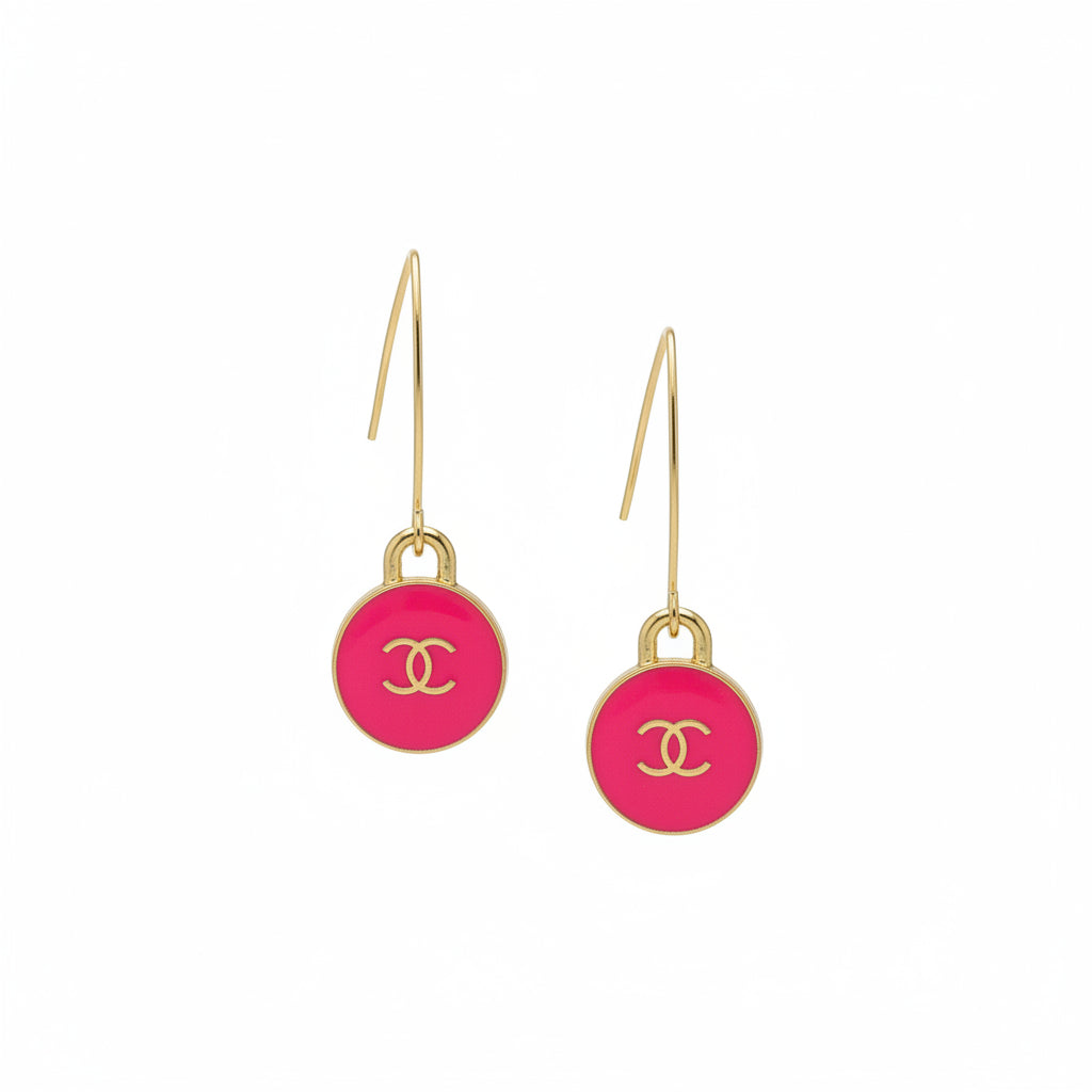 Hot Pink Signature Charm Marquise Hook Earrings