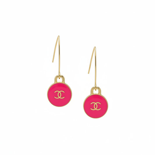 Hot Pink Signature Charm Marquise Hook Earrings