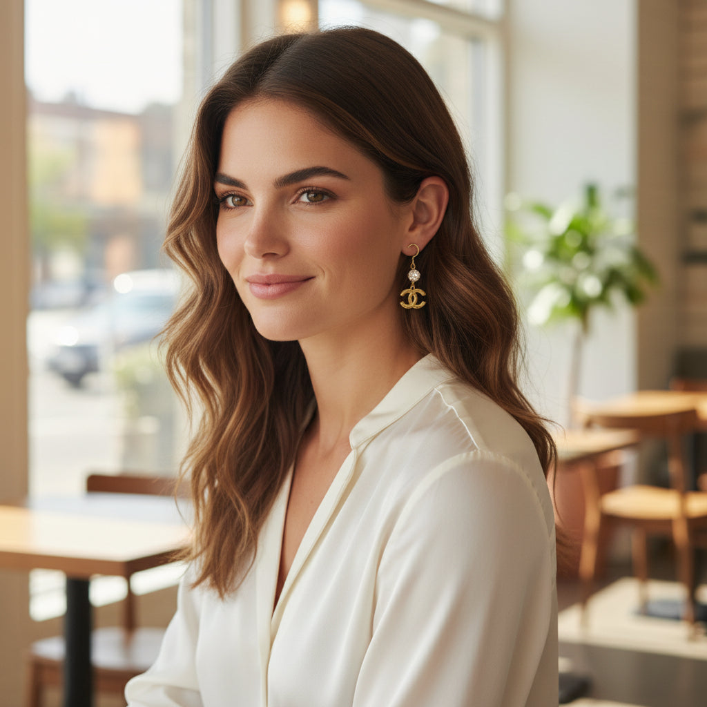 Crystal Kiss Logo Drop Earrings