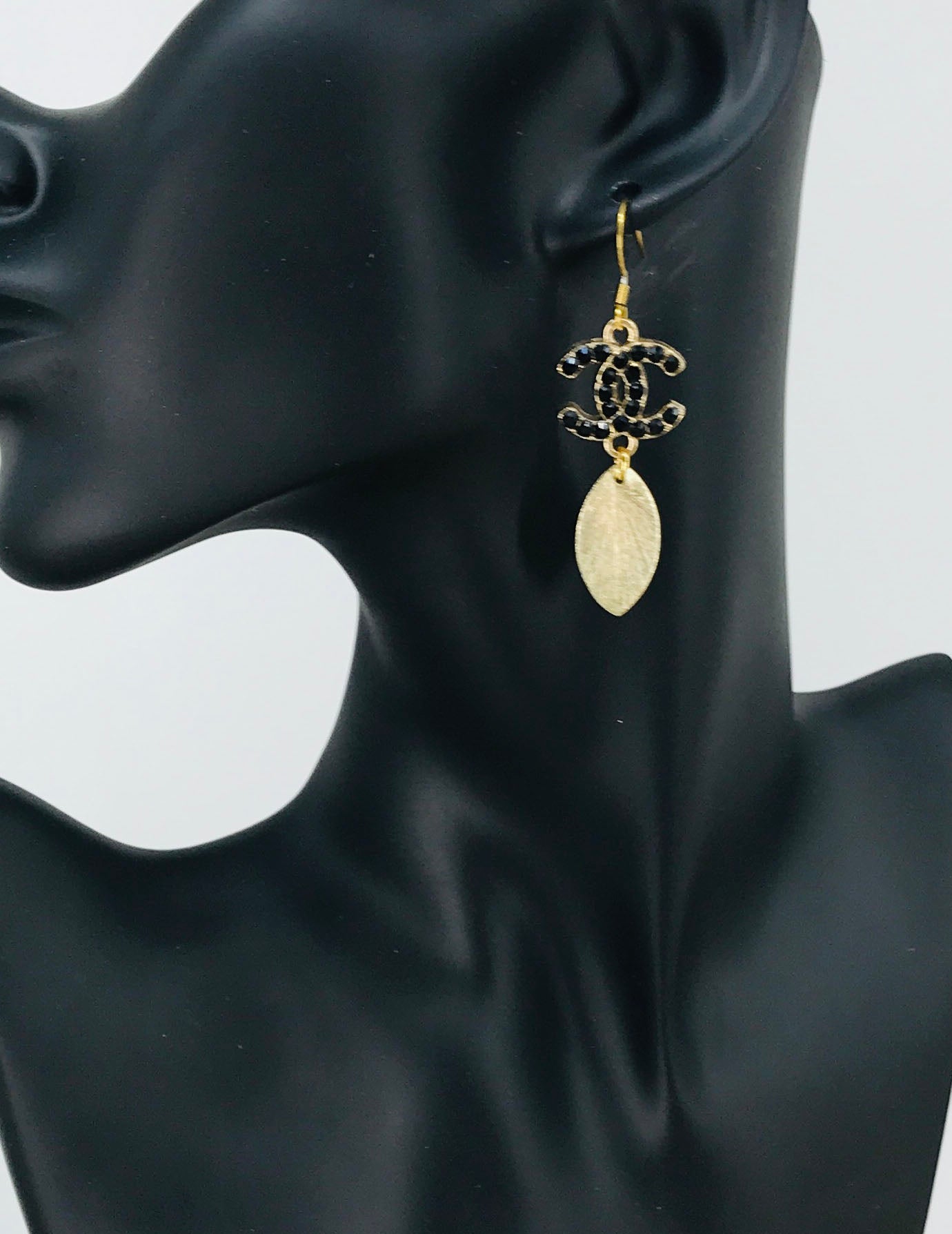 Noir Sparkle Marquise Drop Earrings