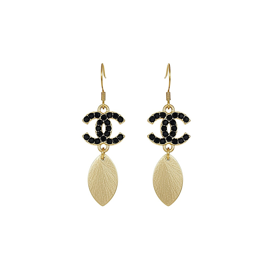 Noir Sparkle Marquise Drop Earrings