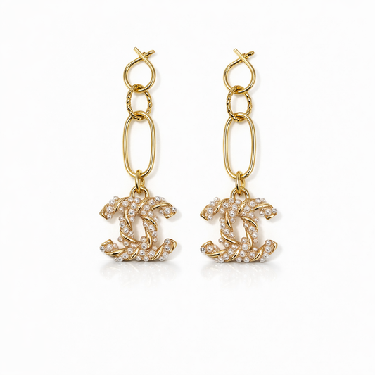 Pearl-Kissed Chain Link Drop Earrings