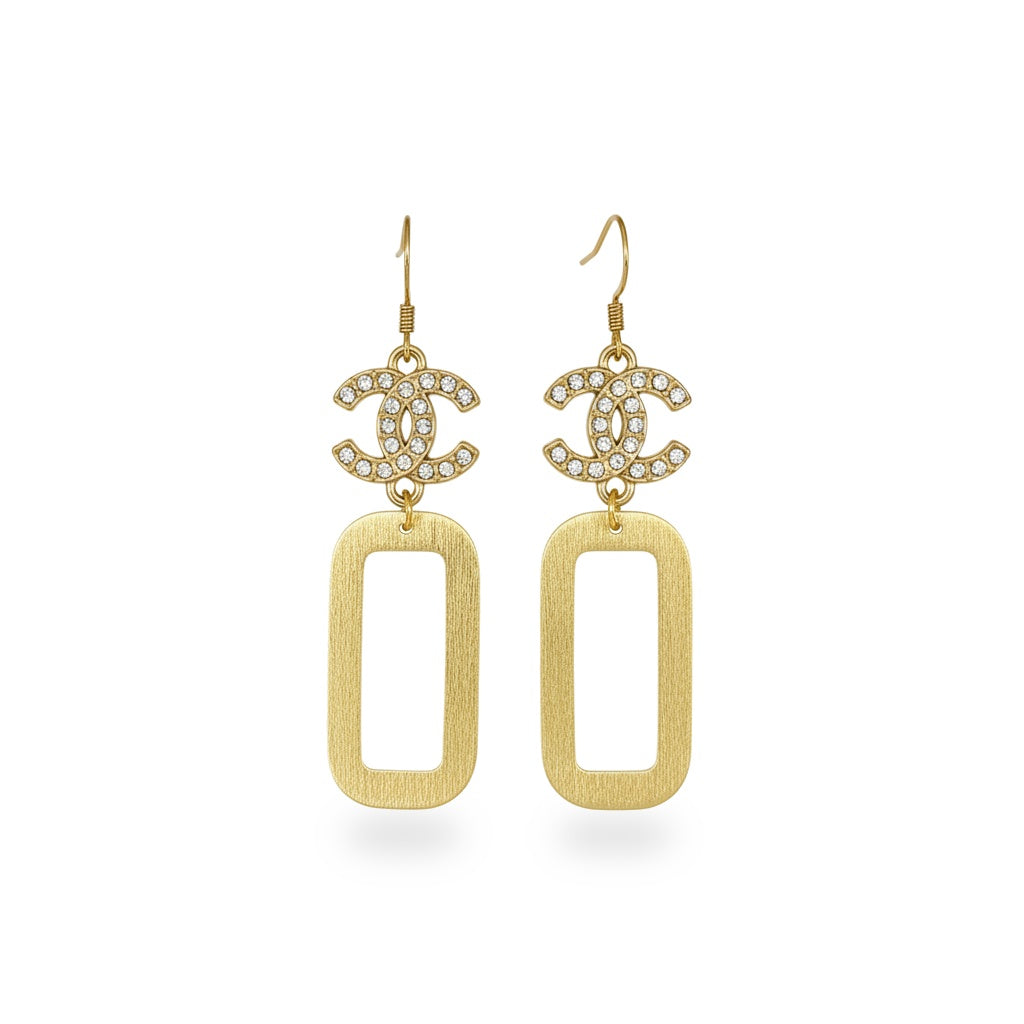 Sparkle Charm Brushed Rectangle Drop Earrings