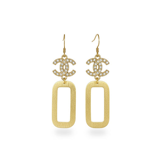 Sparkle Charm Brushed Rectangle Drop Earrings
