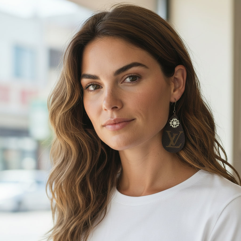 Starlit Teardrop Leather Earrings