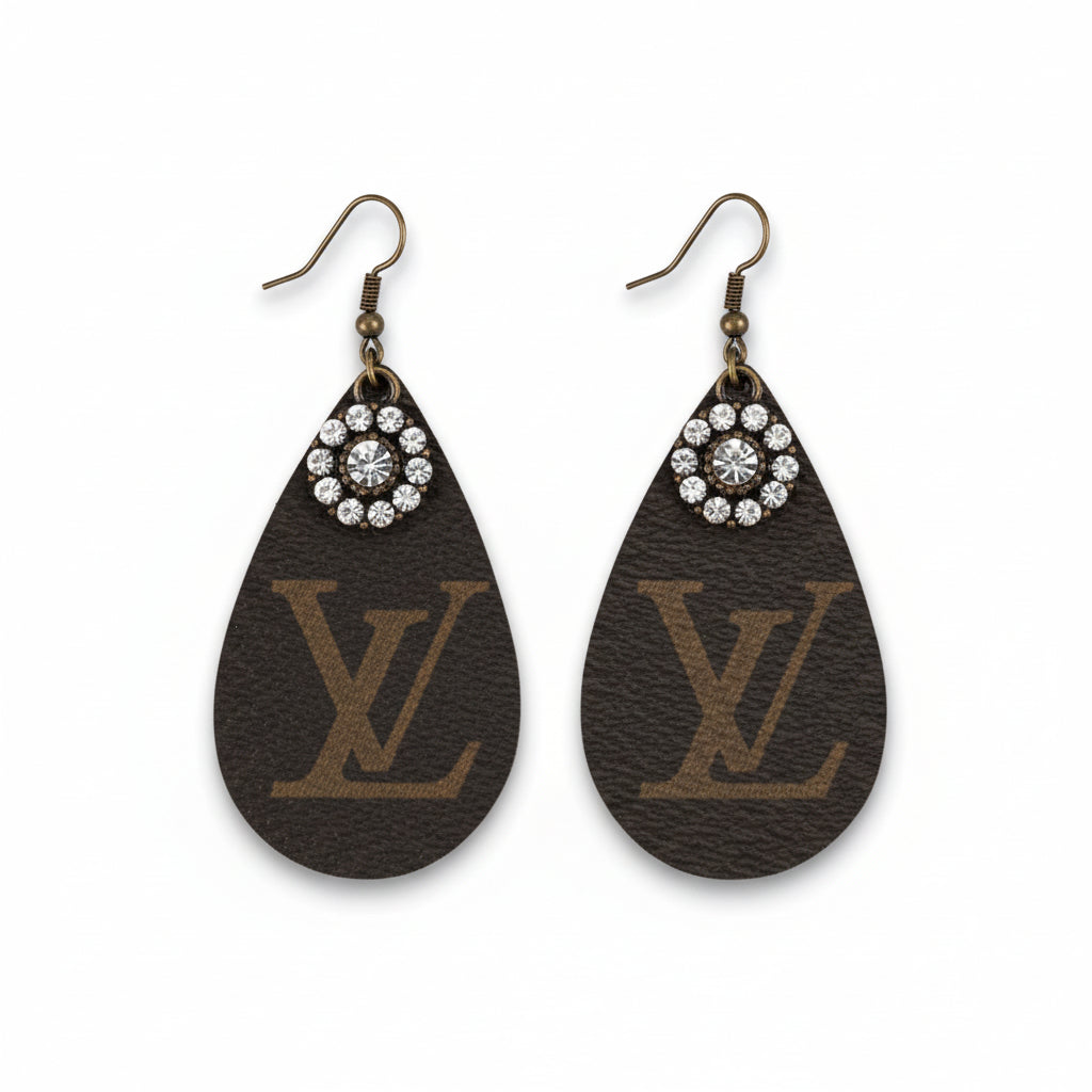 Starlit Teardrop Leather Earrings