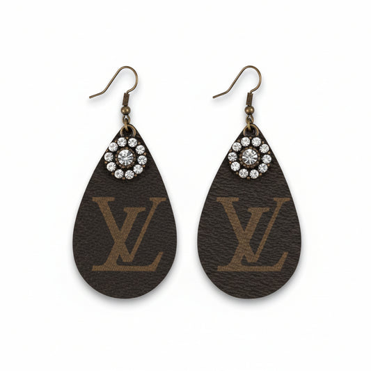 Starlit Teardrop Leather Earrings