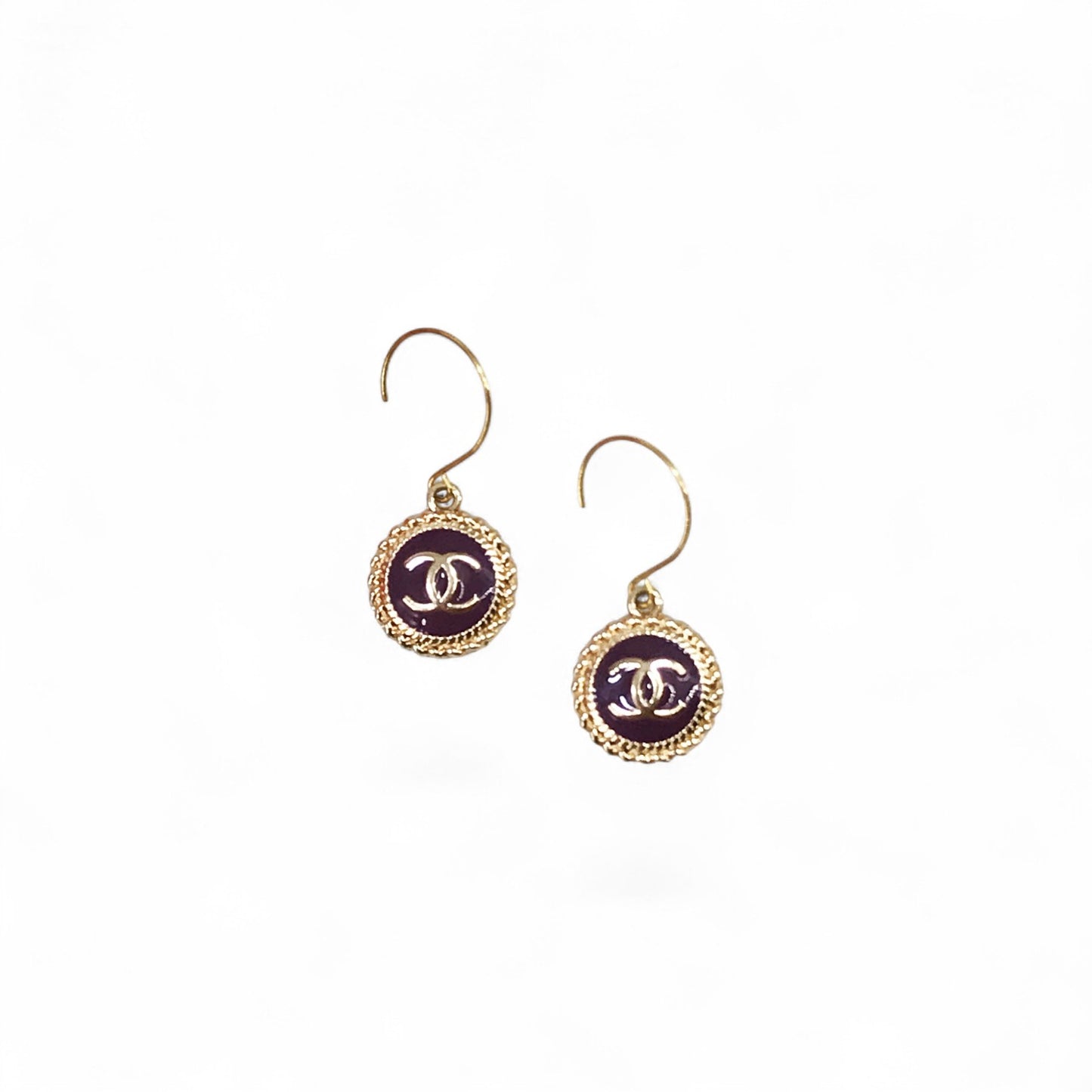 Signature Button Charm Drop Earrings