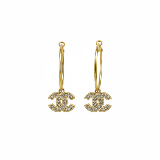 Sparkle Charm Hoop Earrings