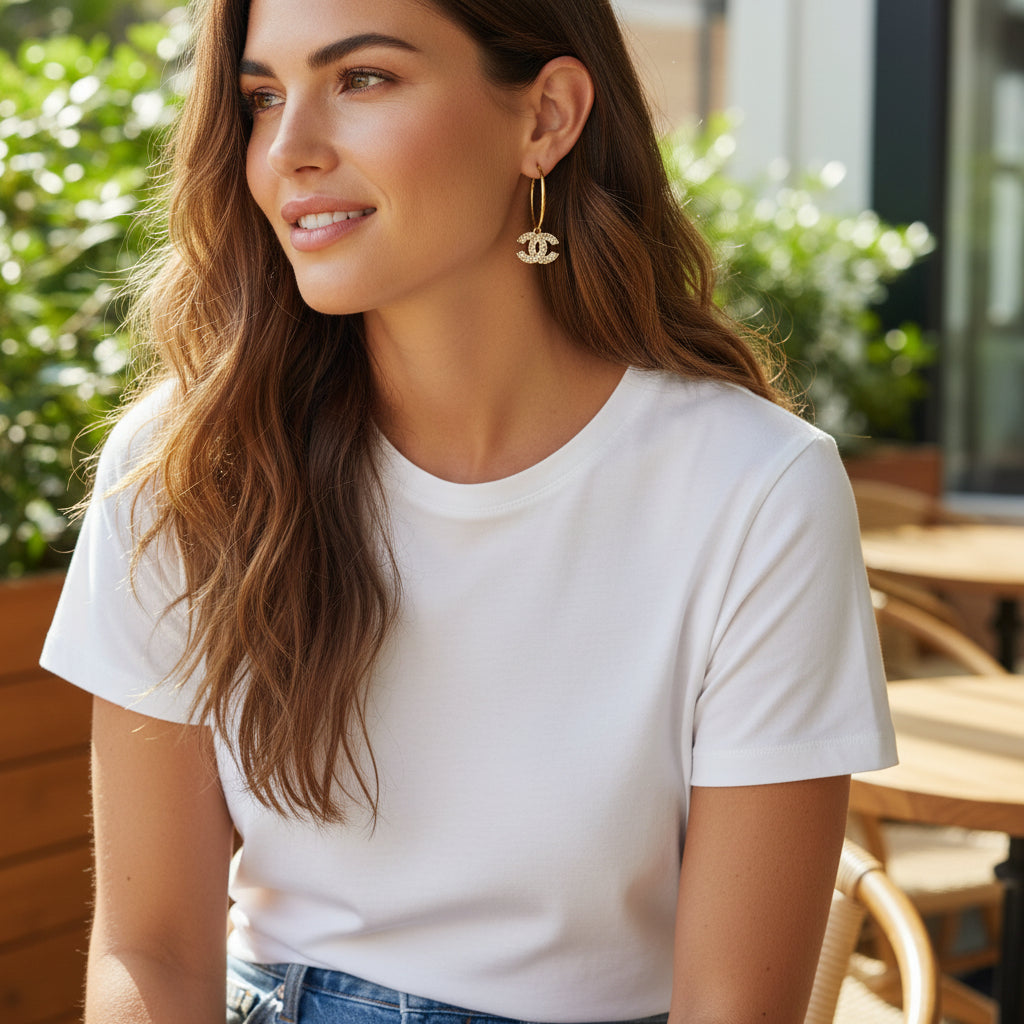 Sparkle Charm Hoop Earrings