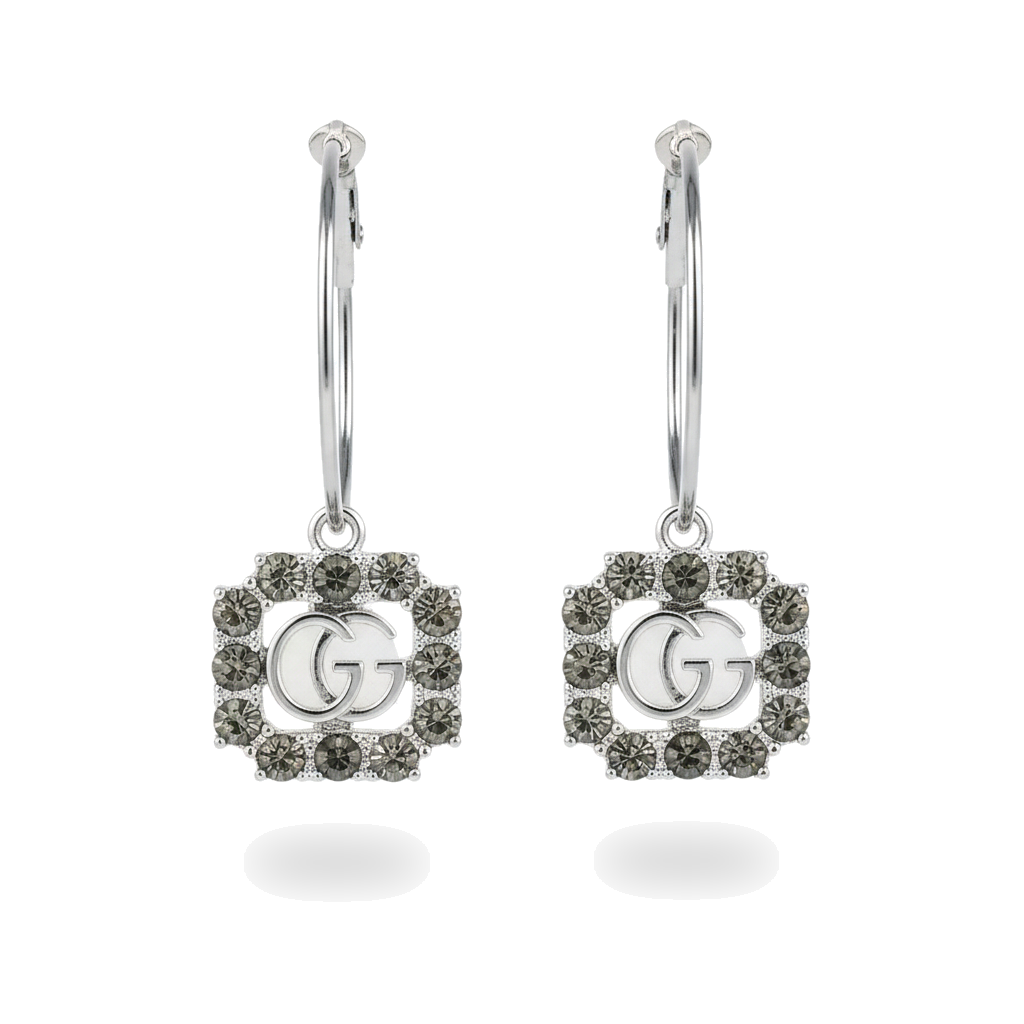 Crystal Frame GG Hoop Earrings