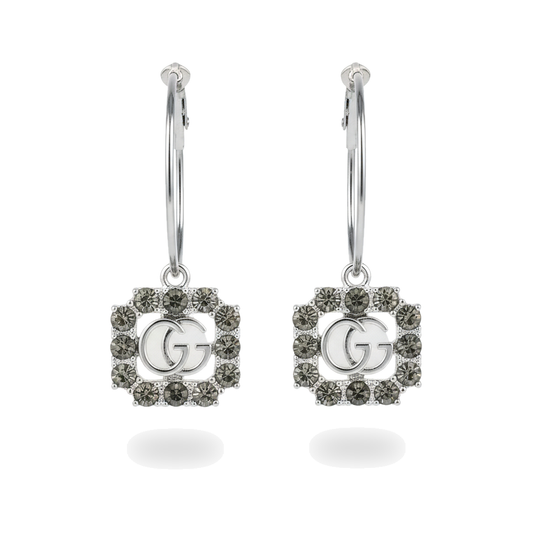 Crystal Frame GG Hoop Earrings