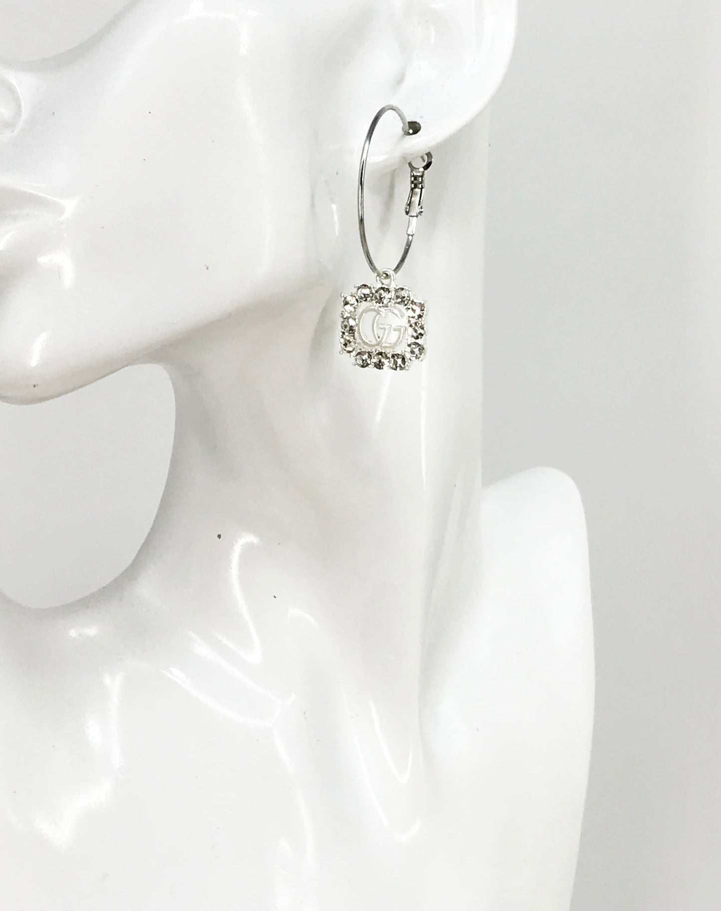 Crystal Frame GG Hoop Earrings