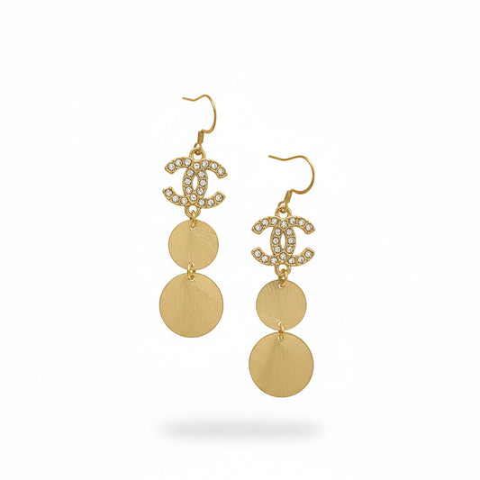 Layered Disc Brushed Drop Earrings