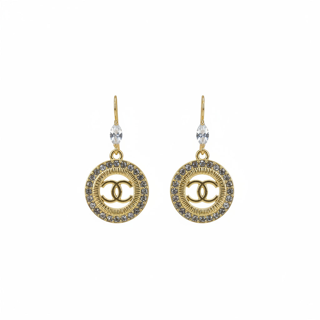 Marquise CZ Pave Circle Drop Earrings