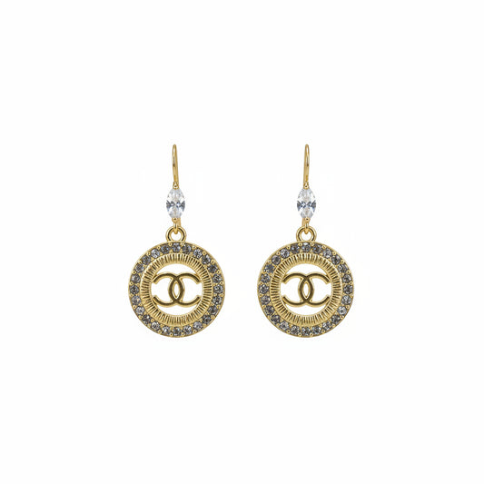 Marquise CZ Pave Circle Drop Earrings