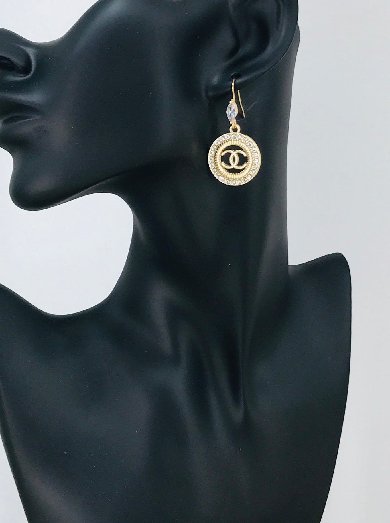 Marquise CZ Pave Circle Drop Earrings