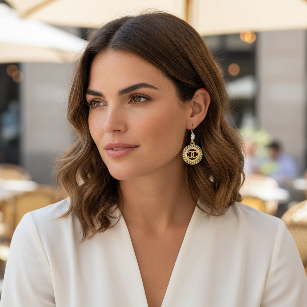 Marquise CZ Pave Circle Drop Earrings