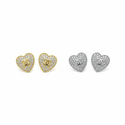 Pave Heart Stud Earrings