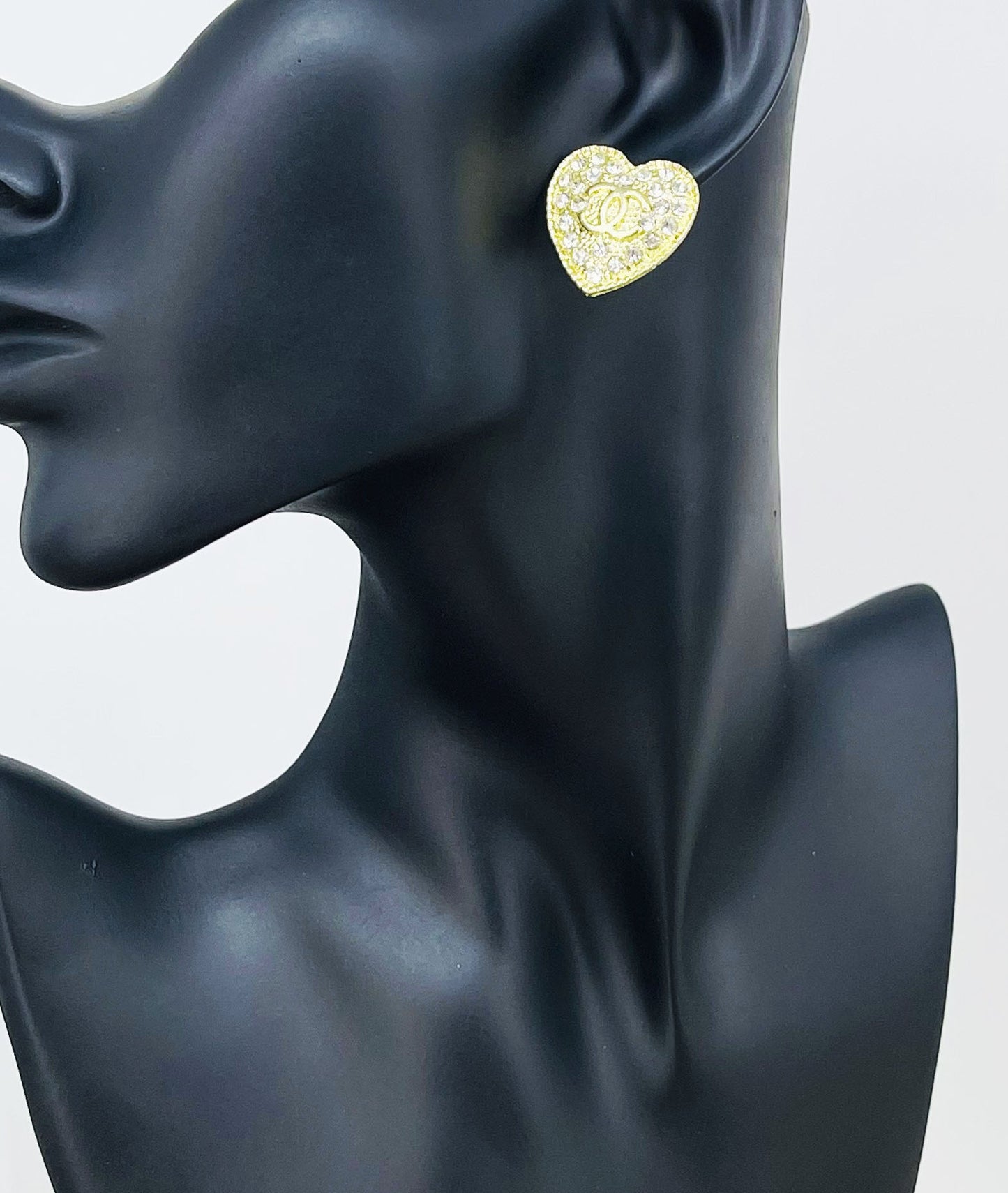 Pave Heart Stud Earrings
