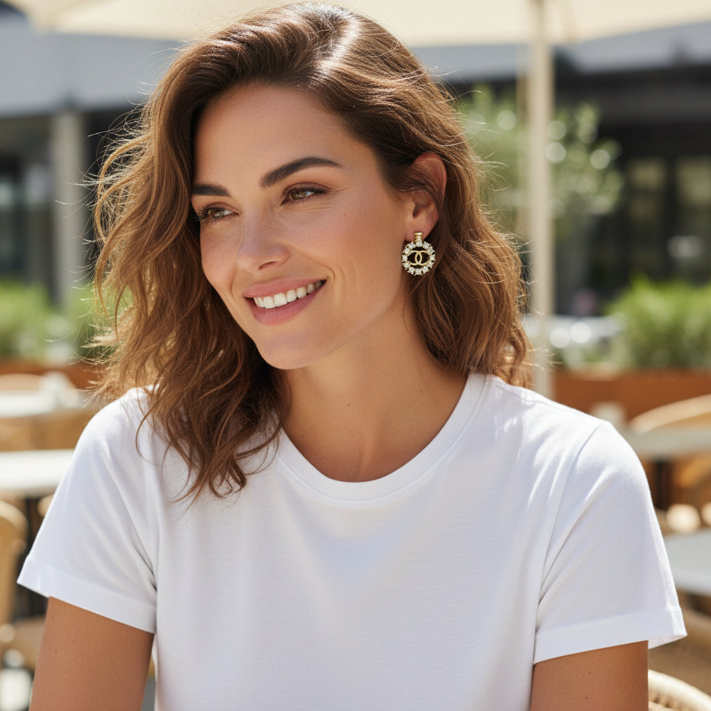 Pave Halo Stud Earrings