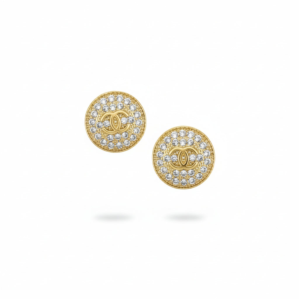 Pave Round Stud Earrings
