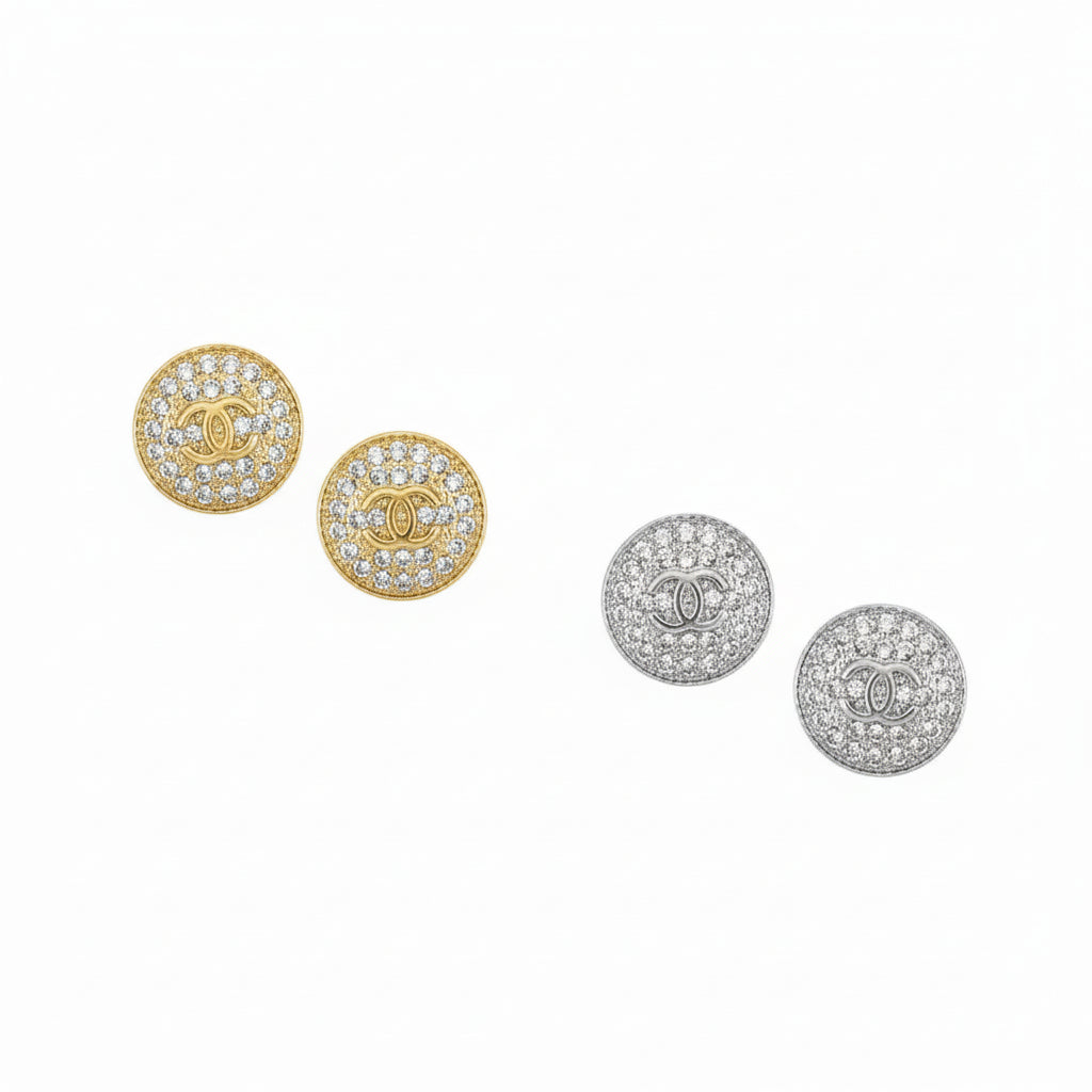 Pave Round Stud Earrings