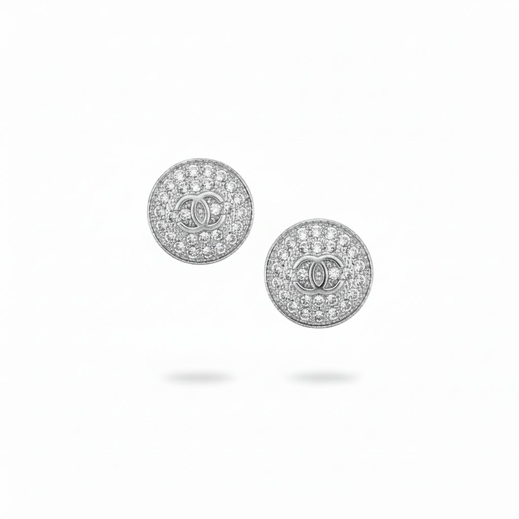 Pave Round Stud Earrings