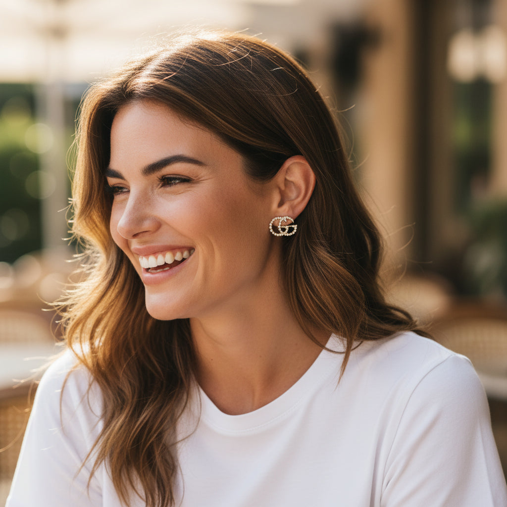 Pavé Outline GG Stud Earrings