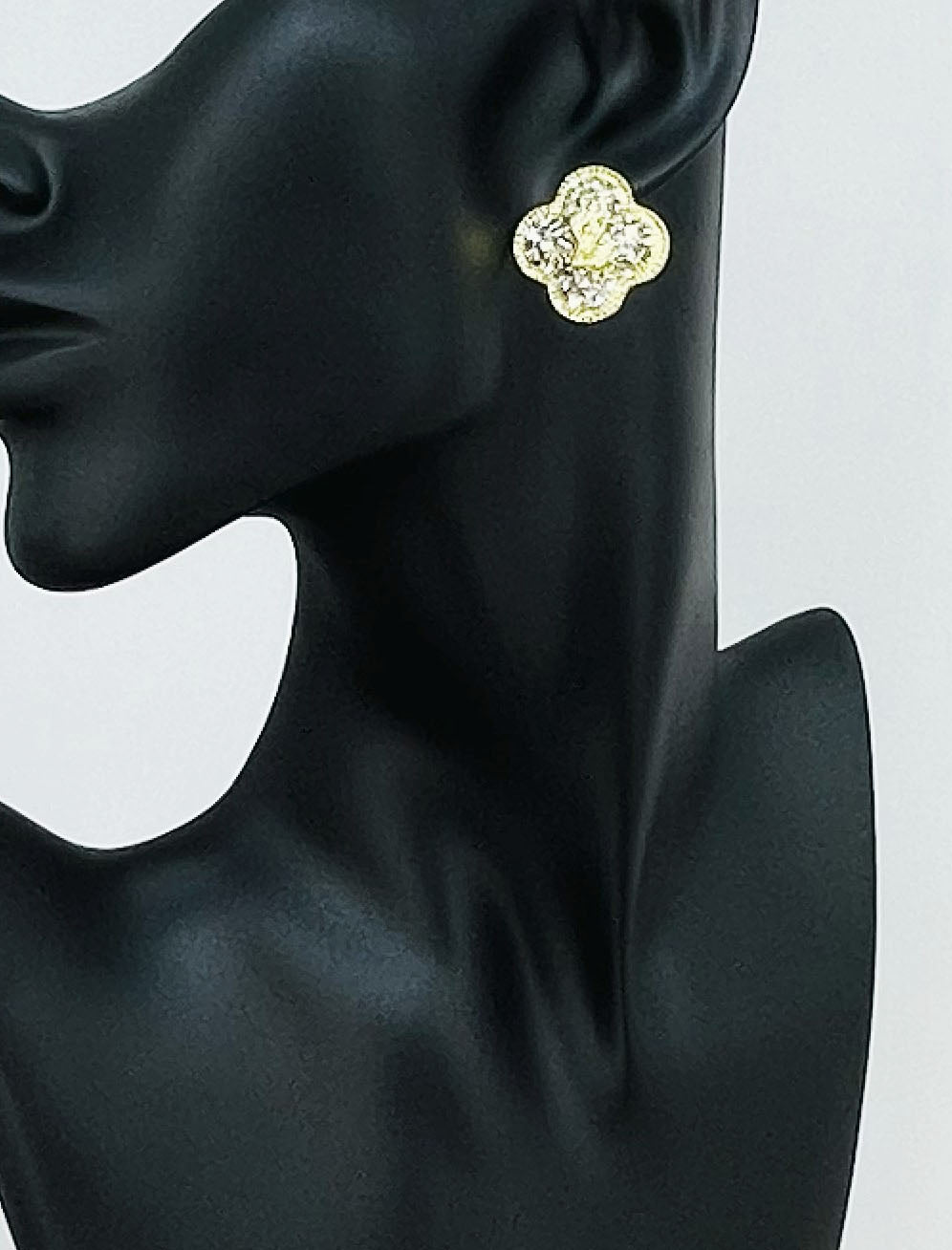 Rhinestone Clover LV Stud Earrings