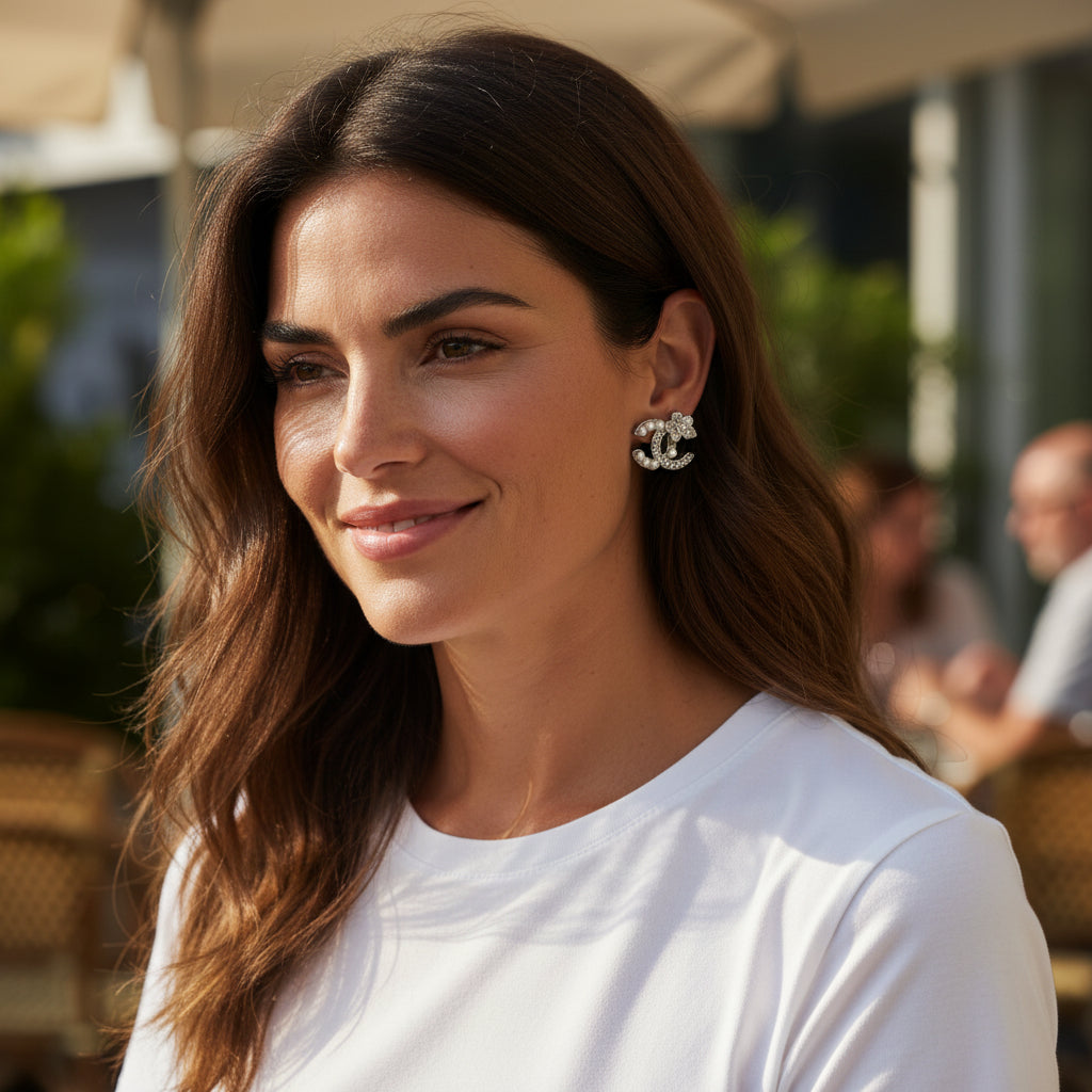 Pearl & Pave Bloom Stud Earrings