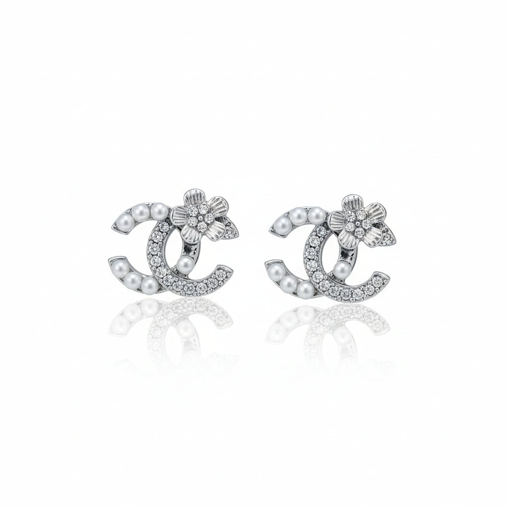 Pearl & Pave Bloom Stud Earrings