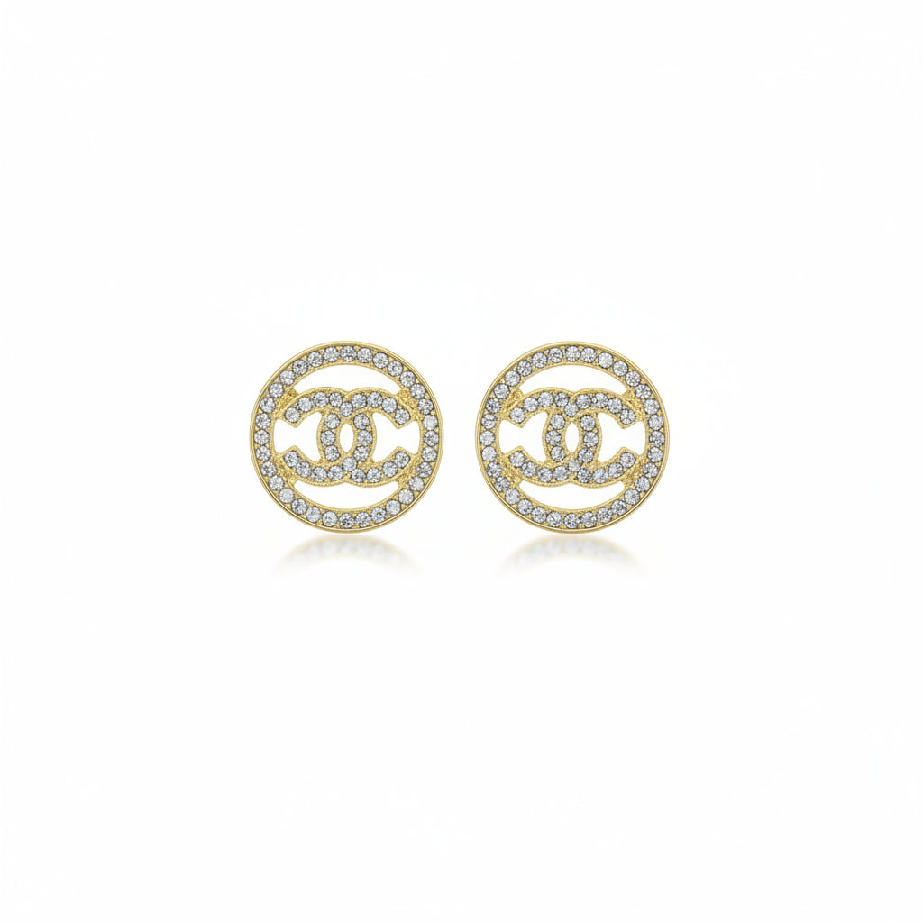 Pave Circle Stud Earrings
