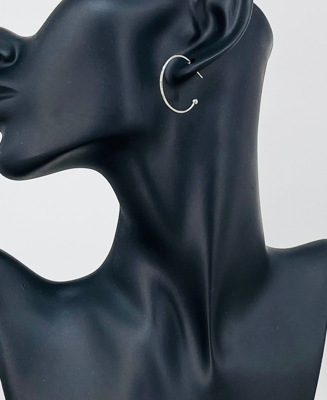 Modern Silver Open Hoop Stud Earrings