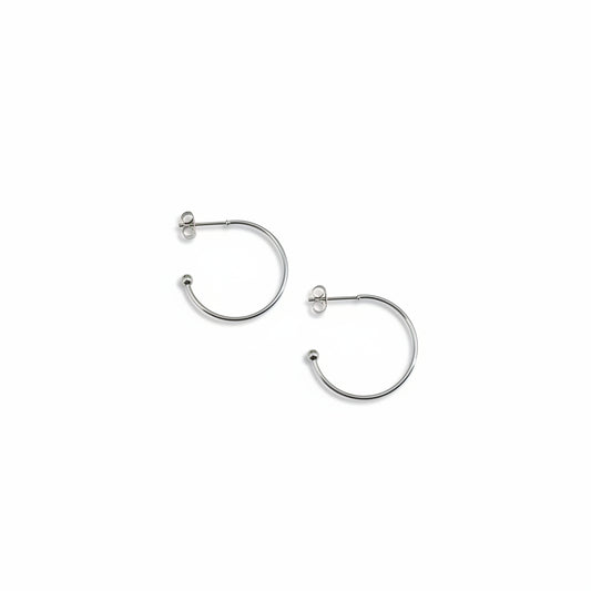 Modern Silver Open Hoop Stud Earrings