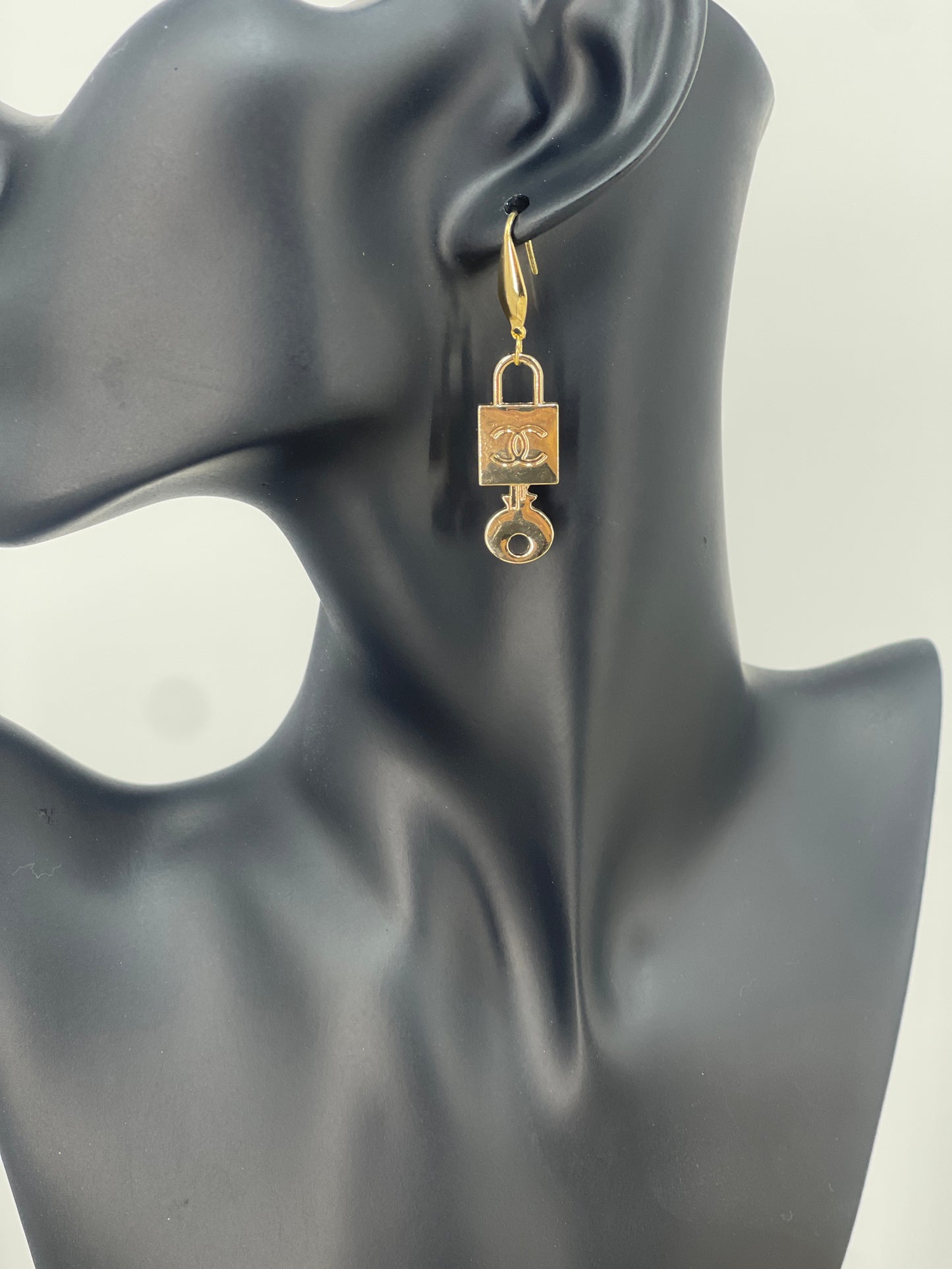 Lock & Key Charm Drop Earrings