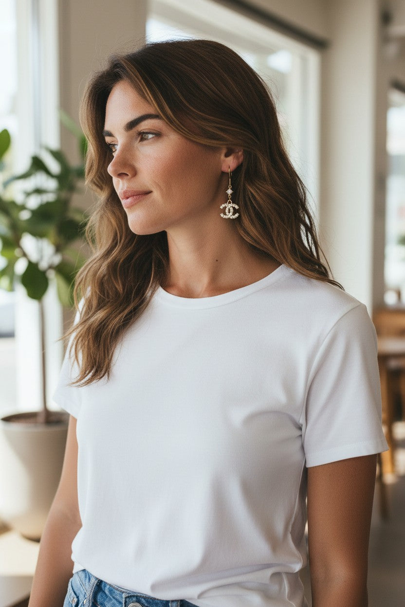 Clear Sparkle Link Drop Earrings