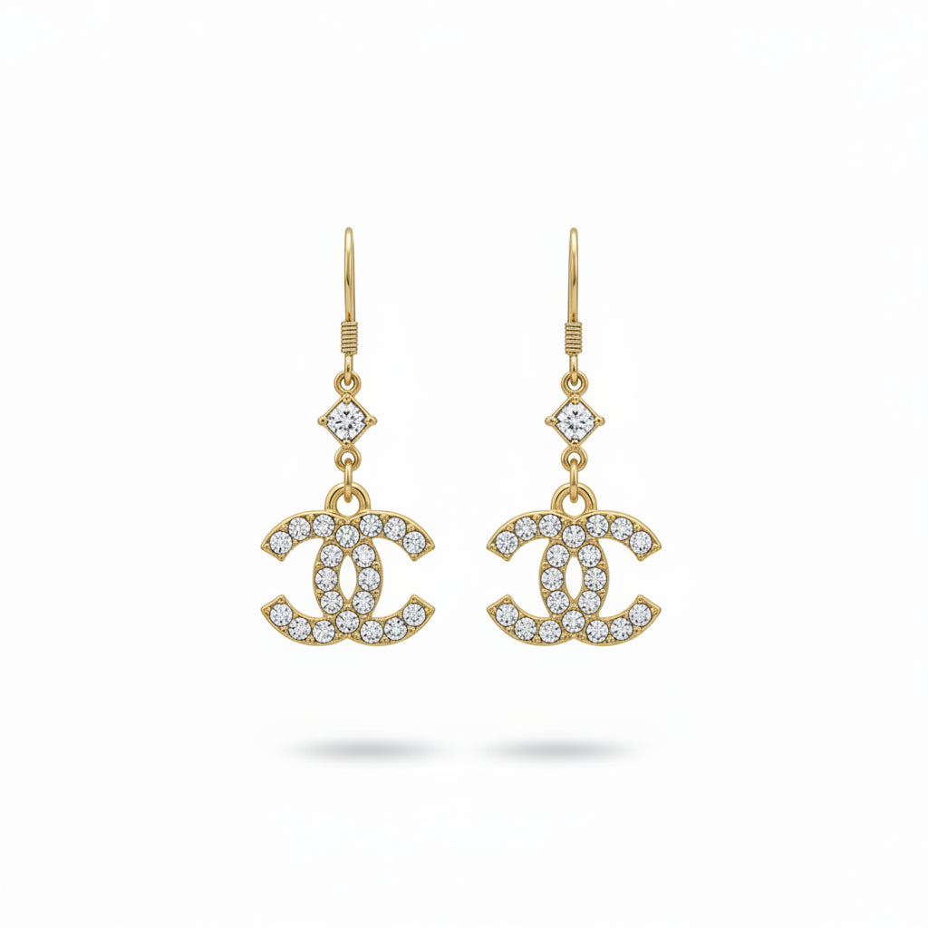 Clear Sparkle Link Drop Earrings