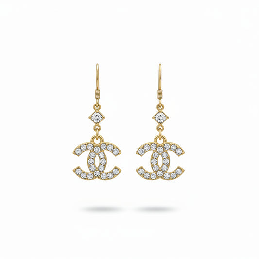 Clear Sparkle Link Drop Earrings