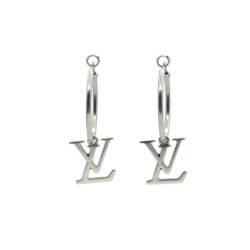 Silver Statement Charm Hoop Earrings