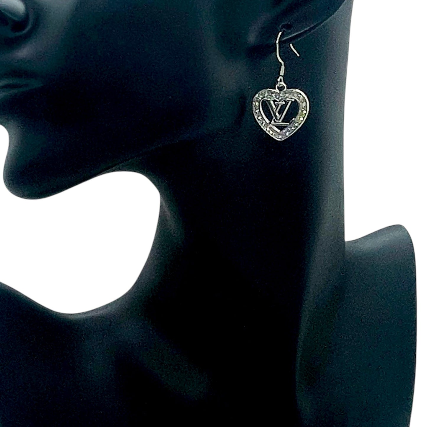 Silver Sweetheart Rhinestone Drop Earrings