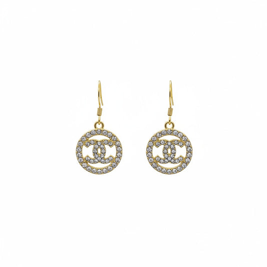 Golden Glow Rhinestone Circle Drop Earrings