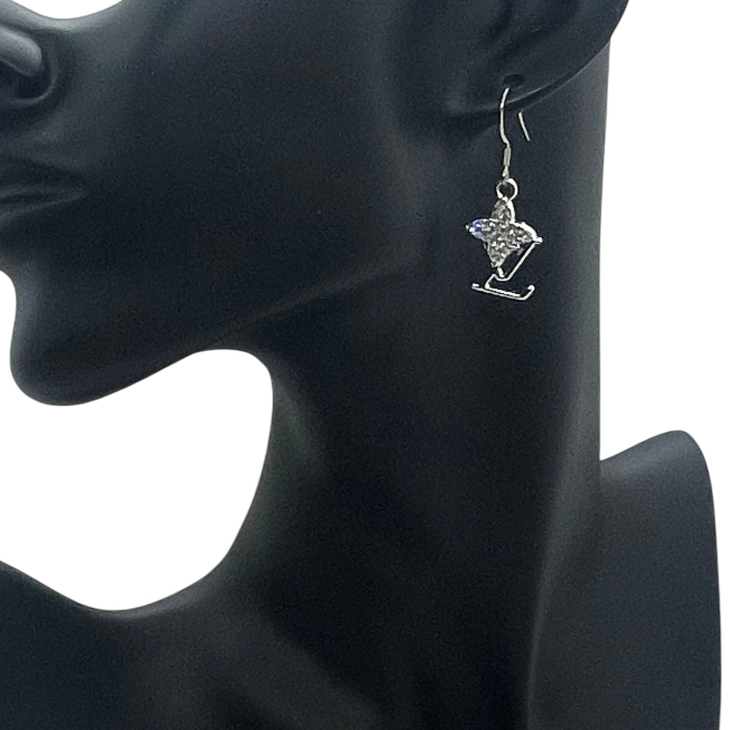 Silver Rhinestone Accent Drop Earrings