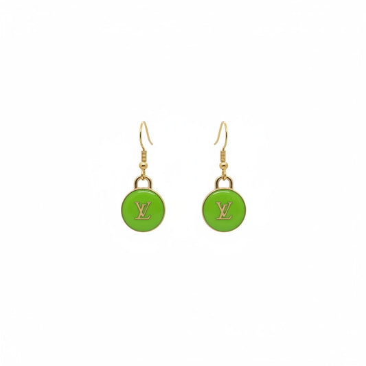 Gilded Lime Green Signature Pendant Earrings