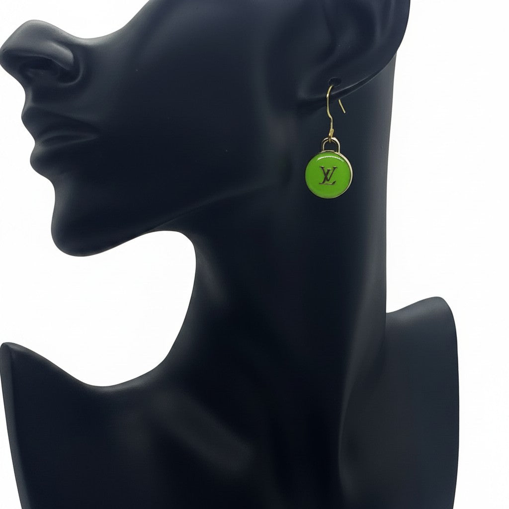 Gilded Lime Green Signature Pendant Earrings