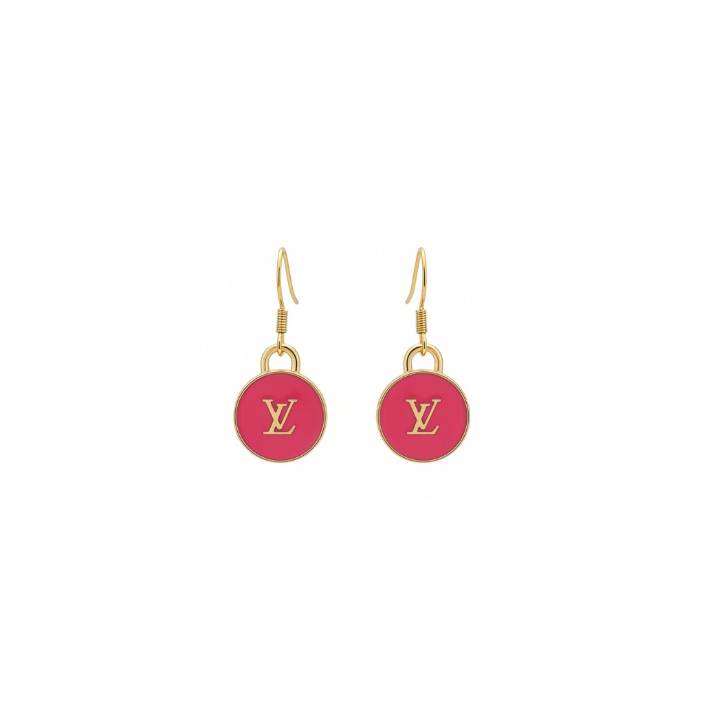 Gilded Hot Pink Signature Pendant Earrings