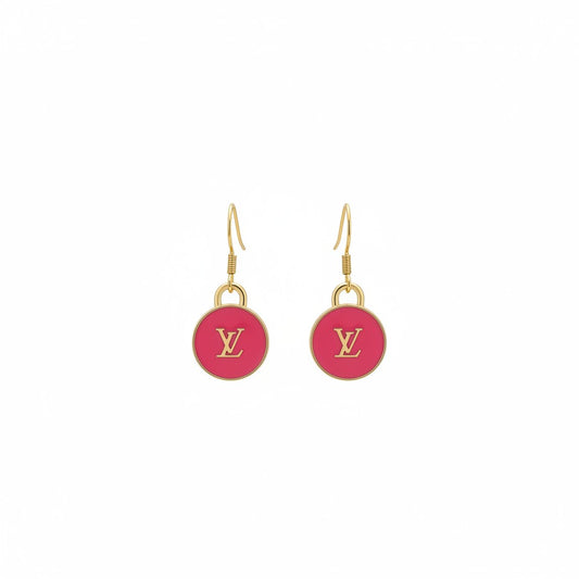 Gilded Hot Pink Signature Pendant Earrings